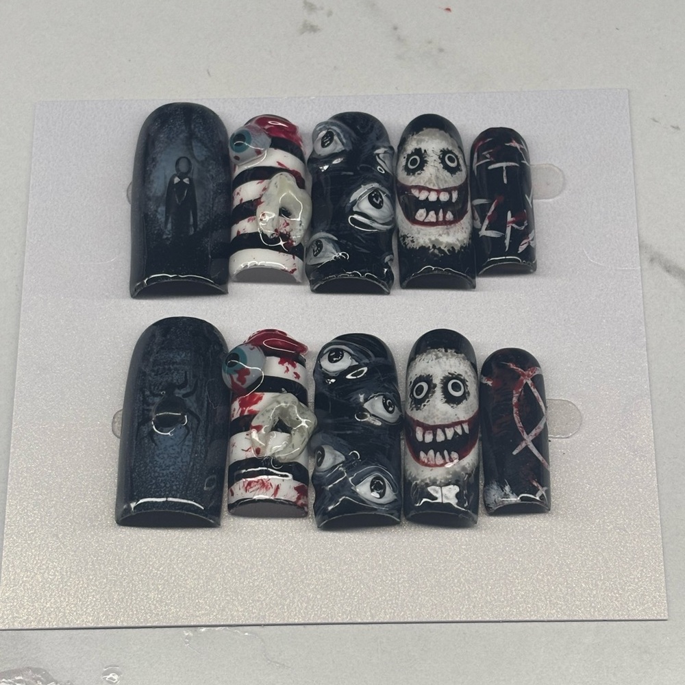 Spooky Black and White Nail Art Set